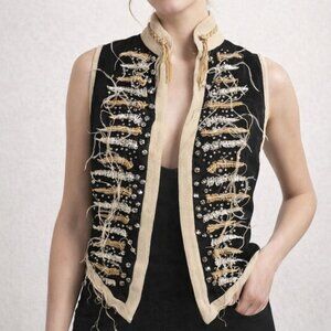 Zadig & Voltaire Silk Rhinestone and Embroidery Vest Size Small